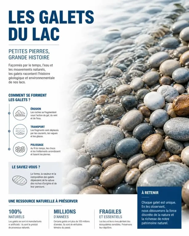 Plage de galets au bord du lac du Bourget