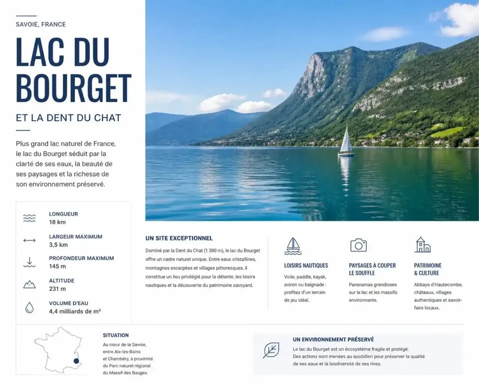 Vue panoramique du lac du Bourget et de la Dent du Chat