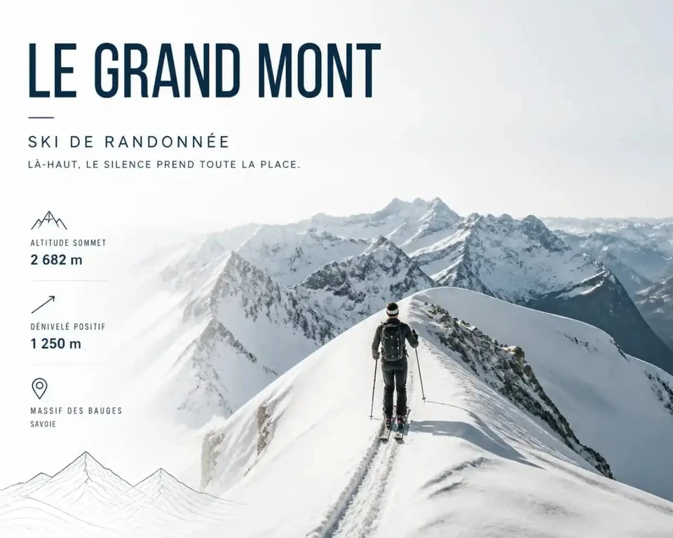 Skieur en randonnée sur les pentes du Grand Mont à Arêches-Beaufort