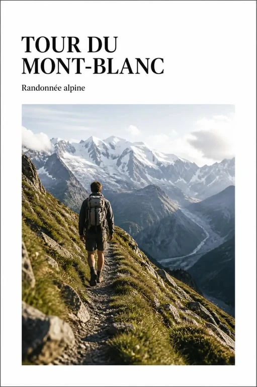 Randonnée tour du Mont-Blanc sur sentier alpin avec vue sur le massif