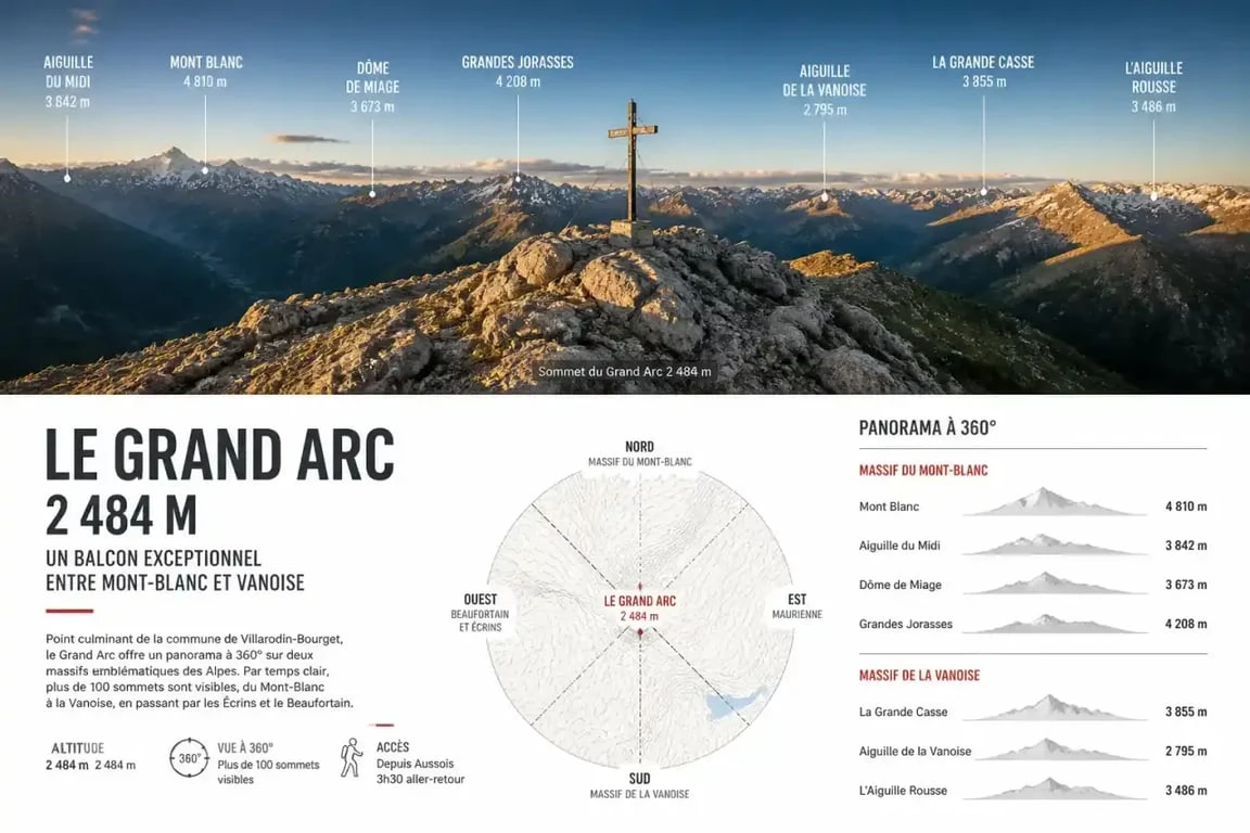 Vue panoramique du sommet du Grand Arc en Savoie