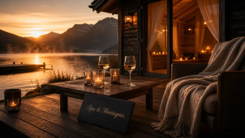 Week end amoureux rhone alpes : terrasse spa au bord d’un lac alpin
