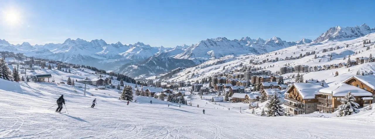 Station de ski La Toussuire Savoie vue panoramique des pistes et des hébergements