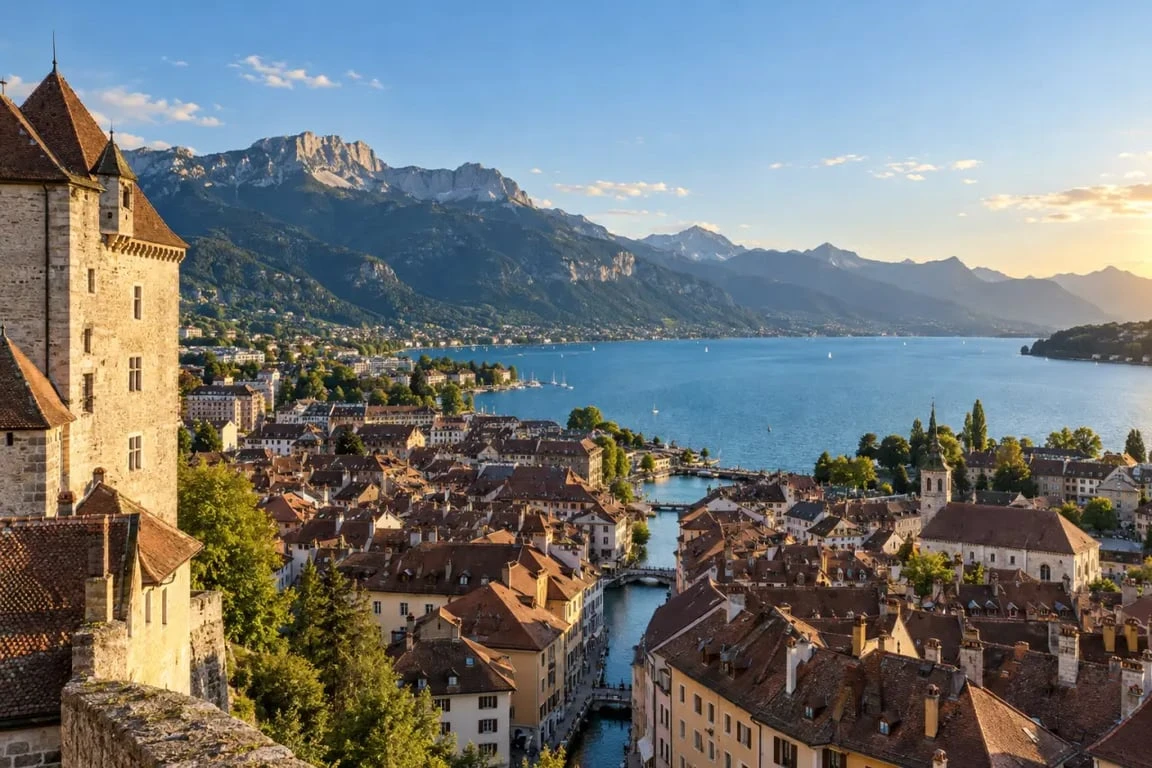 Panorama sur la vieille ville d’Annecy depuis le château