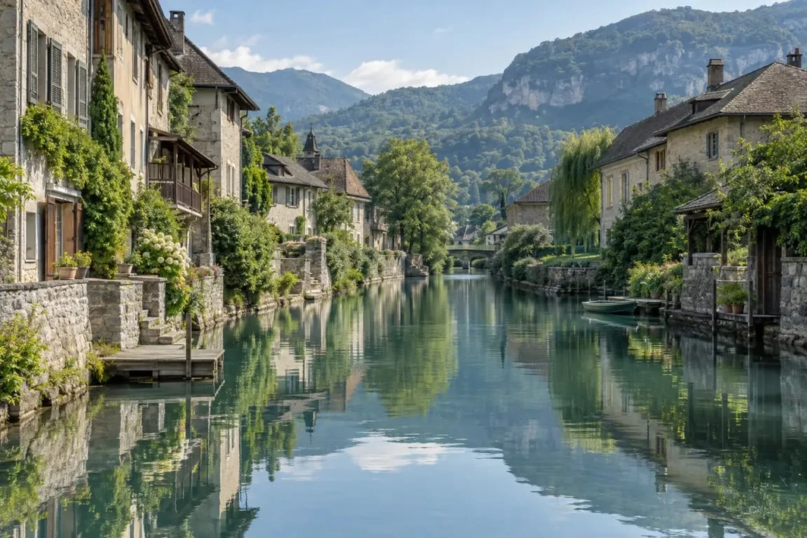 Chanaz au bord du canal parmi les villages de Savoie