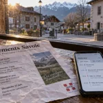 Evenement savoie : fiche d’events sur table près d’un agenda du week-end