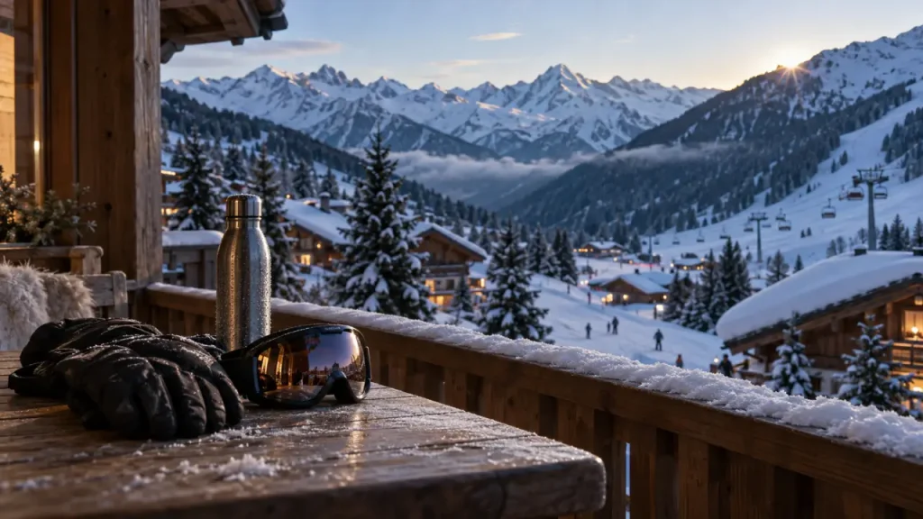 Station de ski Toussuire Savoie : balcon vue sur pistes enneigées