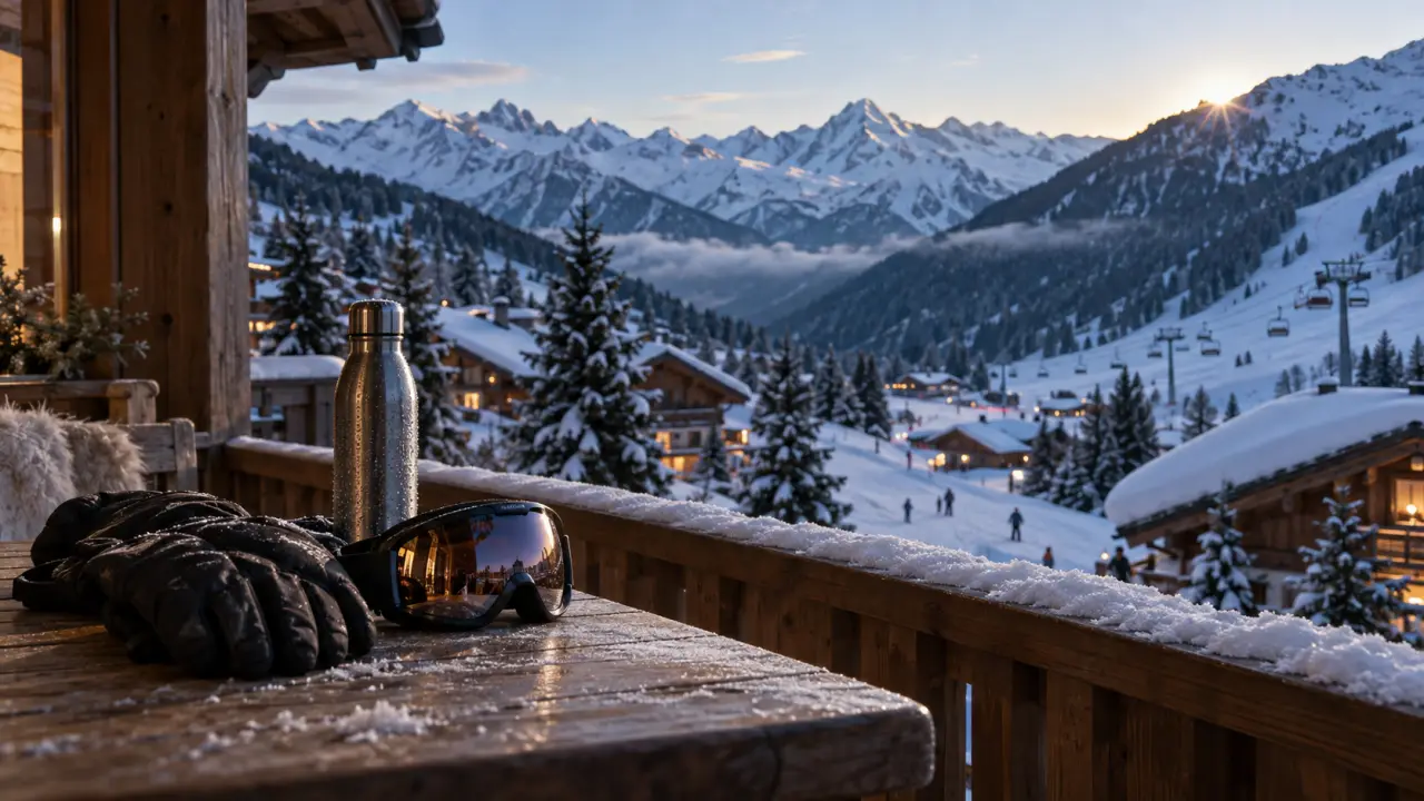 Station de ski Toussuire Savoie : balcon vue sur pistes enneigées
