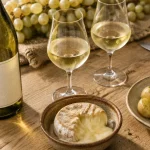 Blanc de Savoie pour raclette légère, bouteille et verre