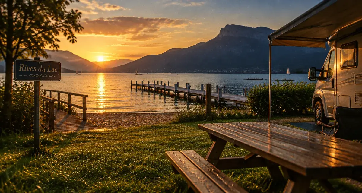 camping les rives du lac annecy avis au bord du lac : emplacement et passerelle vers la plage