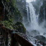 Grottes seythenex : cascade et entrée sombre de la grotte