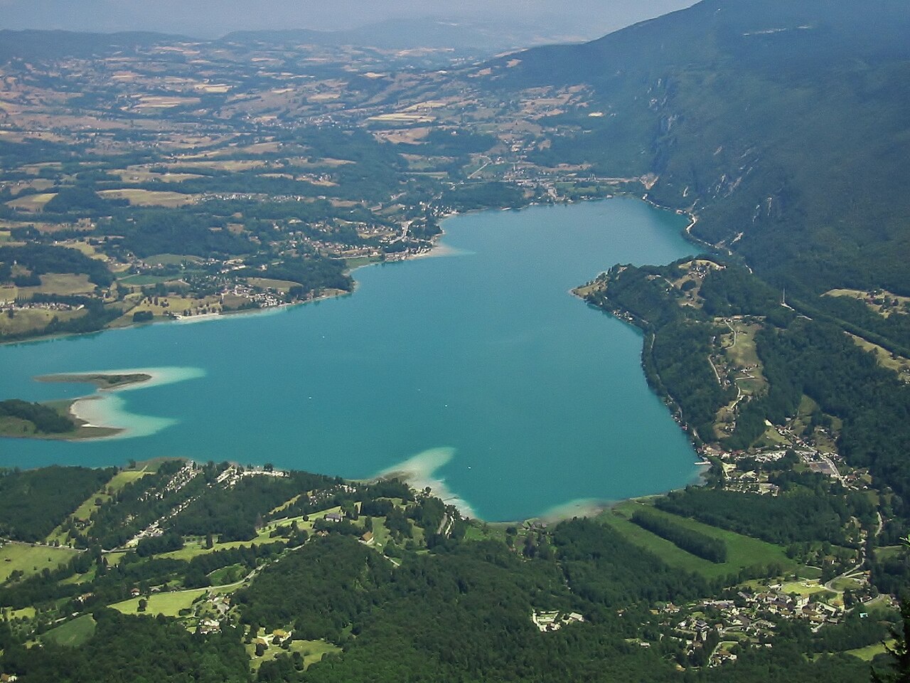 Sight from the Mont Grelle mount, of the lac d'Aiguebelette lake, in Savoie, France.